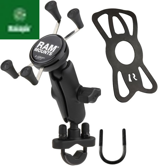 X-Grip Phone Mount with Handlebar U-Bolt Base RAM-B-149Z-UN7U , Medium Arm for Motorcycle, ATV/UTV, Bike