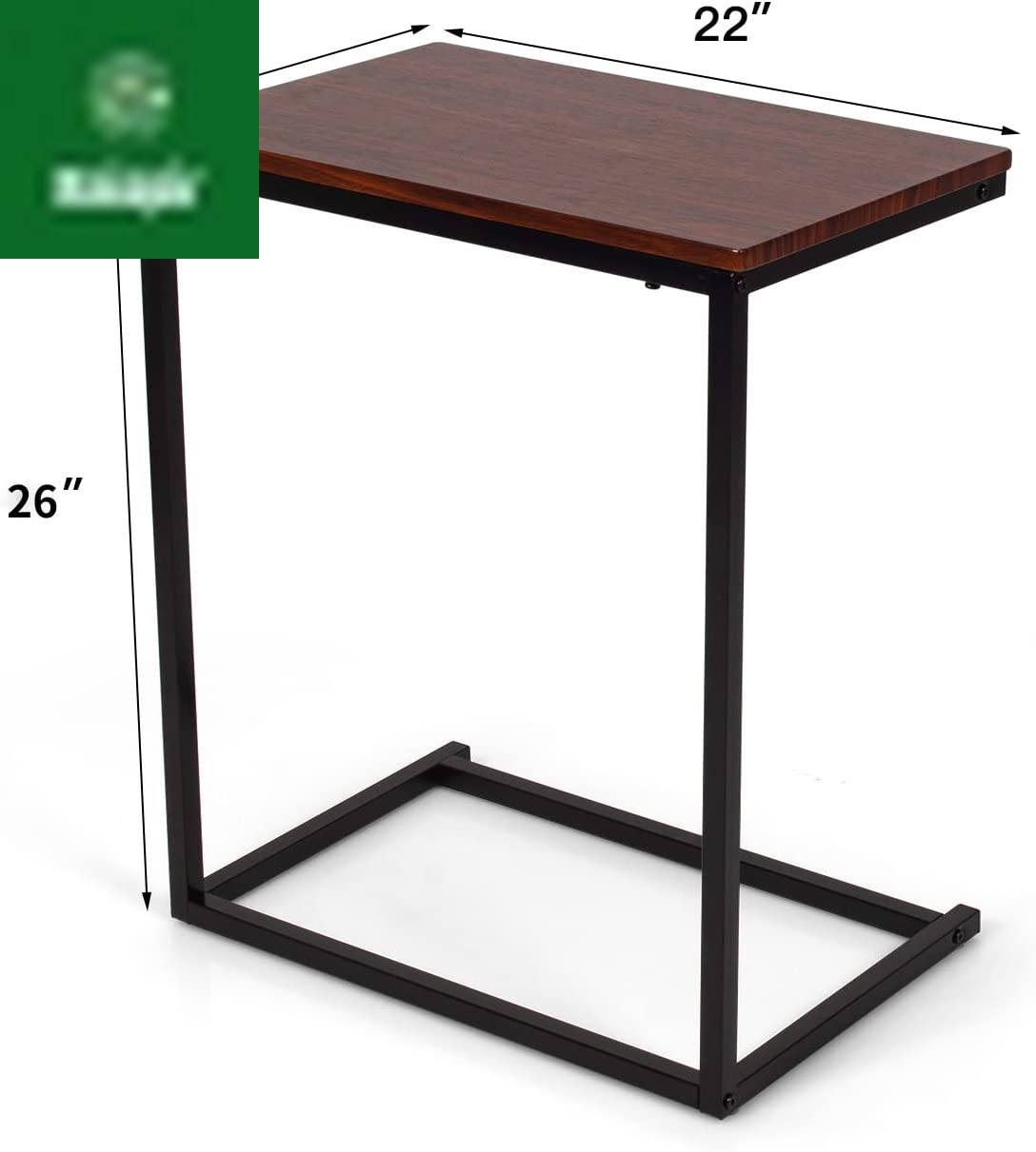Sofa Side Table C Shaped Table, Vintage Couch Table Sofa Side Table for Coffee Snack Laptop, Living Room TV Tray End Table