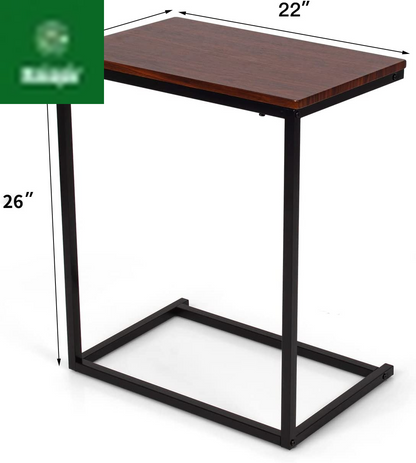 Sofa Side Table C Shaped Table, Vintage Couch Table Sofa Side Table for Coffee Snack Laptop, Living Room TV Tray End Table