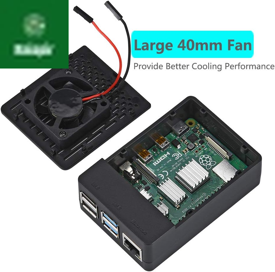 Case for Raspberry Pi 4, ABS Pi 4 Case with Cooling Fan, Pi 4 Heatsink, Simple Removable Top Cover for Pi 4 Model B/ 4B
