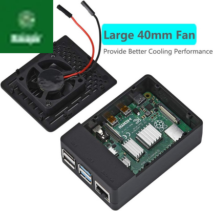 Case for Raspberry Pi 4, ABS Pi 4 Case with Cooling Fan, Pi 4 Heatsink, Simple Removable Top Cover for Pi 4 Model B/ 4B