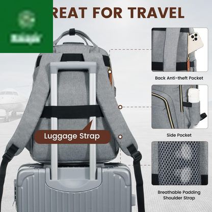 Laptop Backpack for Women & Men, Unisex Travel Anti-Theft Work Bag, Business Computer College Backpacks Purse, Casual Hiking Outdoor Carry on Daypack with Lock, Fits 15.6 Inch Laptop, Grey