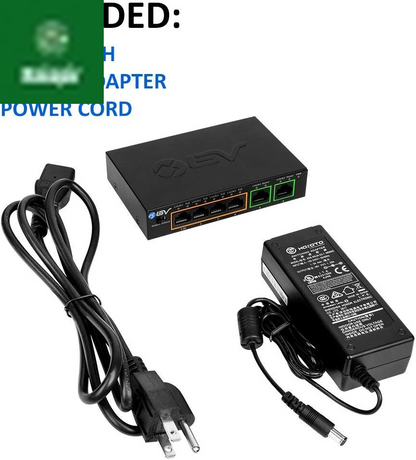 -Tech 6 Port Poe+ Switch (4 Poe+ Ports with 2 Ethernet Uplink and Extend Function) – 60W – 802.3At + 1 High Power Poe Port| Desktop Fanless Design | Plug & Play | Sturdy Metal Housing