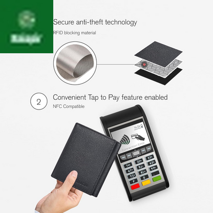Leather Trifold Wallet for Men - RFID Blocking - 6 Card Slots, 2 Slip Pockets & 1 Front ID Window - Minimalist Design, Slim Wallet