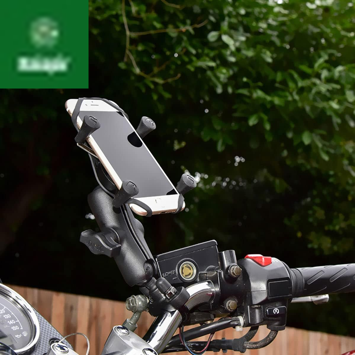 X-Grip Phone Mount with Handlebar U-Bolt Base RAM-B-149Z-UN7U , Medium Arm for Motorcycle, ATV/UTV, Bike