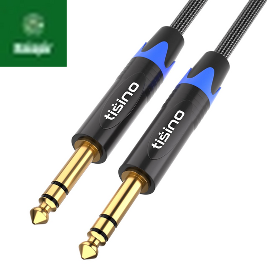 1/4 Inch TRS Cable, Quarter Inch 1/4 TRS to TRS Balanced Stereo Audio Cable Male to Male Pro Interconnect Cable Guitar Cable, Nylon Braid - 3 FT