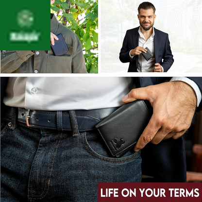 Genuine Nappa Leather Trifold Wallet for Men RFID and ID Window