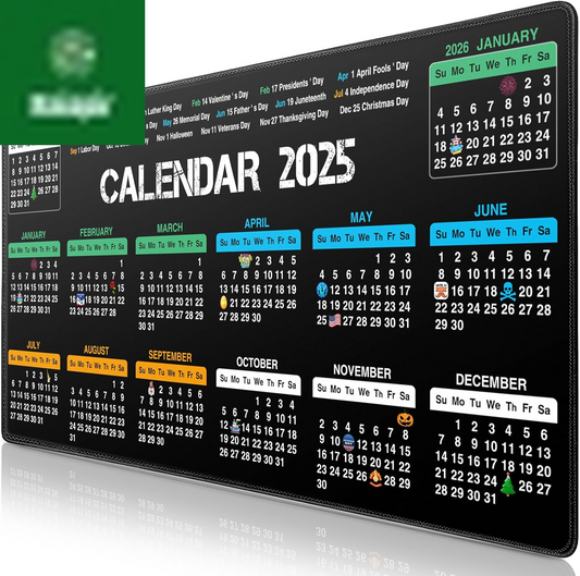 2025 Calendar Mouse Pad with Holidays, 31.5X15.7Inch Large Extended Big Computer Mousepad Premium-Textured & Waterproof Desk Mat