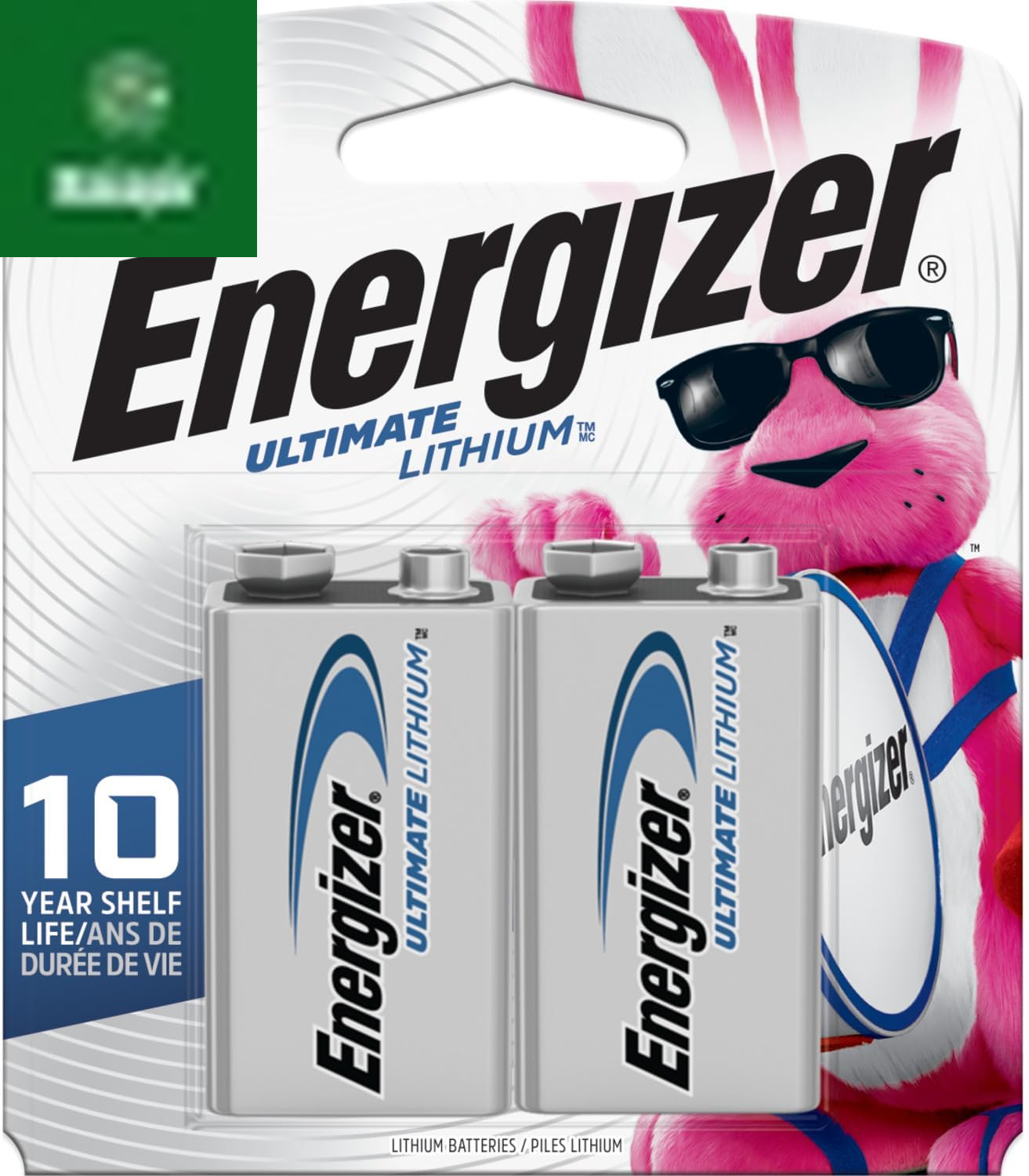 Ultimate Lithium 9V Batteries (2 Pack), Lithium 9 Volt Batteries