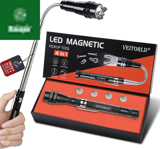 Gifts for Dad Men from Daughter Son Wife, Christmas Stocking Stuffers, Extendable Magnetic Flashlight, Telescoping Magnet Pickup Tool, Cool Birthday Gifts for Father Grandpa Husband Boyfriend Women