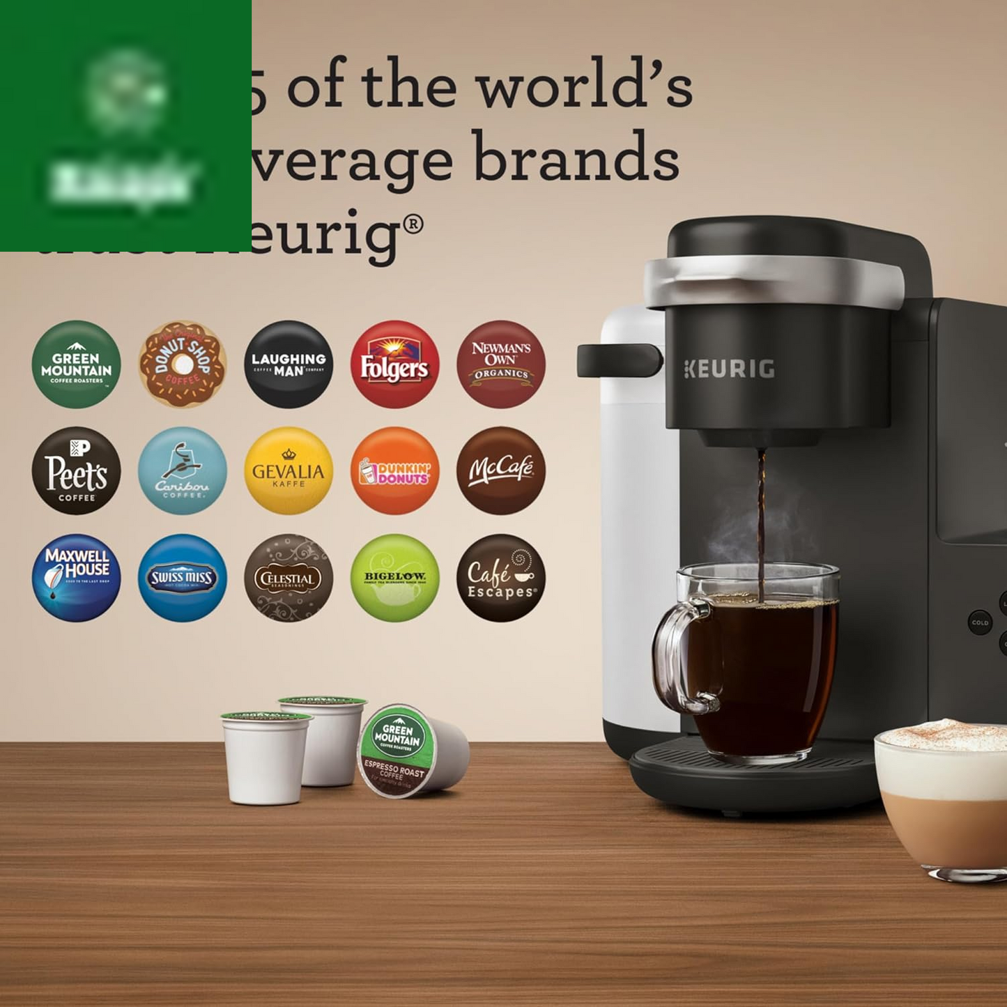 K-Cafe Single-Serve K-Cup Coffee Maker, Latte Maker and Cappuccino Maker, Comes with Dishwasher Safe Milk Frother, Coffee Shot Capability, Compatible with All  K-Cup Pods, Dark Charcoal