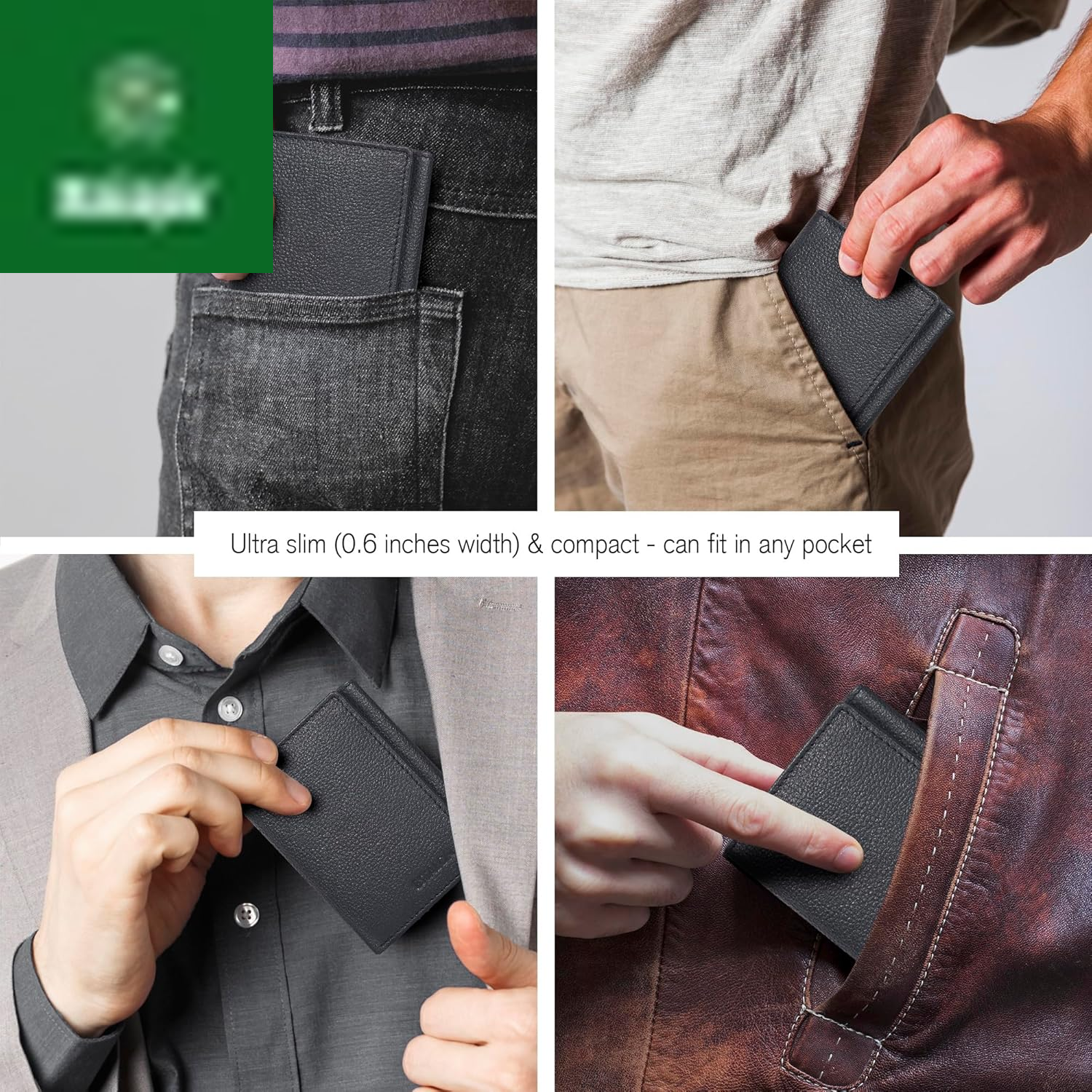 Leather Trifold Wallet for Men - RFID Blocking - 6 Card Slots, 2 Slip Pockets & 1 Front ID Window - Minimalist Design, Slim Wallet