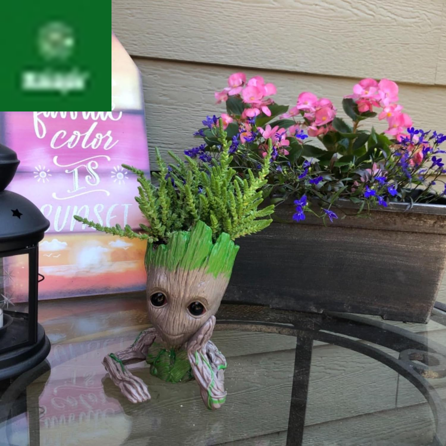 Baby Groot Pen Pot Tree Man Pens Holder or Flower Pot with Drainage Hole Perfect for a Tiny Succulents Plants 6" (Grayish Brown)