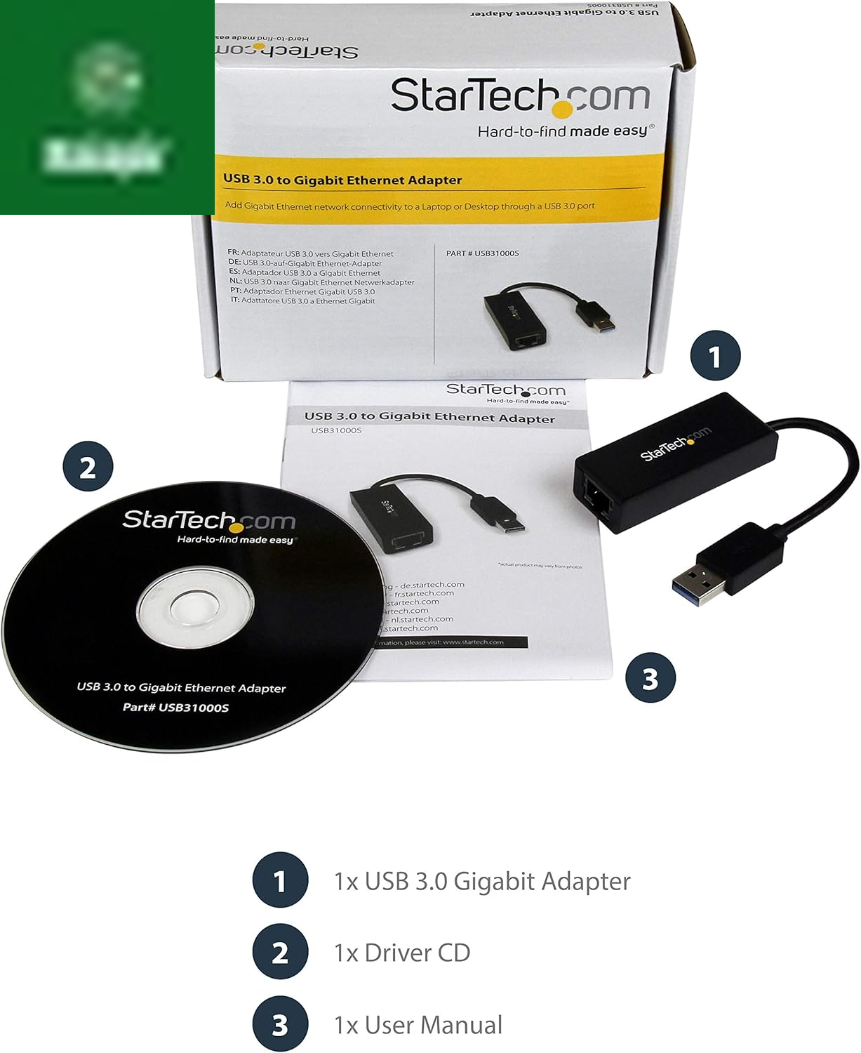 USB 3.0 to Gigabit Ethernet NIC Network Adapter - USB to RJ45 for 10/100/1000 Network
