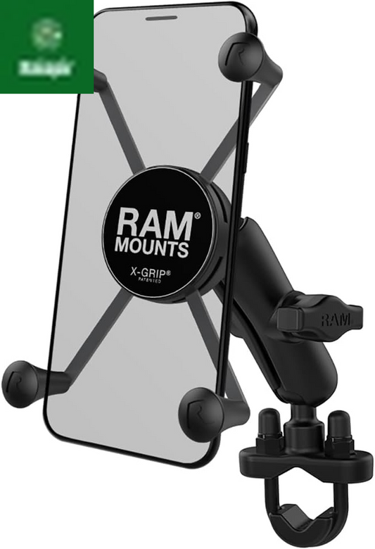 X-Grip Phone Mount with Handlebar U-Bolt Base RAM-B-149Z-UN7U , Medium Arm for Motorcycle, ATV/UTV, Bike