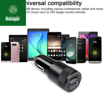 Fast Car Charger, Quick Charging 5.4A/30W Phone USB Adapter Rapid Plug 2 Port Cigarette Lighter Auto Charger Flush Compatible Samsung, Tablet, Iphone, Ipad, LG, Automobile