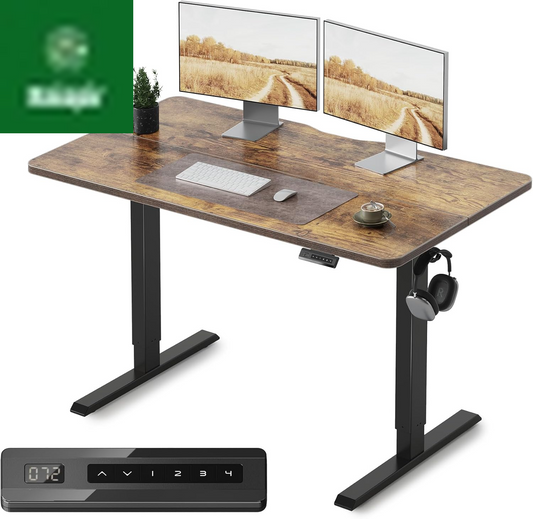 Electric Standing Desk, 48 X 24 Inches Height Adjustable Stand up Desk, Sit Stand Home Office Desk, Computer Desk, Rustic Brown
