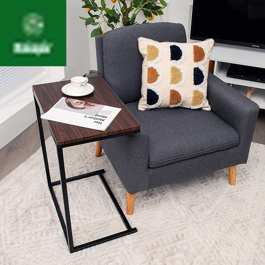 Sofa Side Table C Shaped Table, Vintage Couch Table Sofa Side Table for Coffee Snack Laptop, Living Room TV Tray End Table