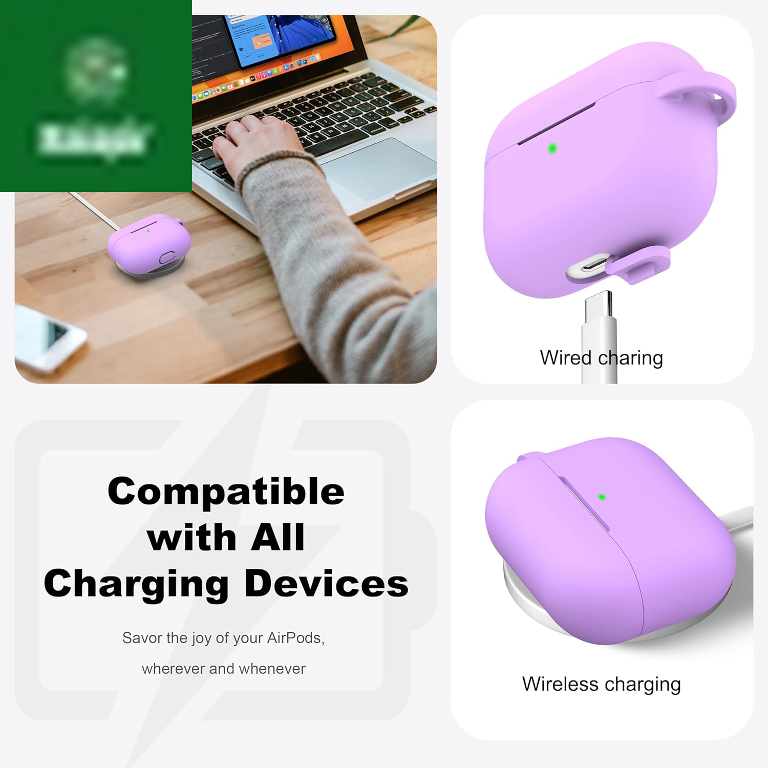for Airpods Pro 2Nd/1St Generation Case with Cleaner Kit,Soft Silicone Protective Case Cover for Apple Airpod Pro 2/1 for Women Men,Airpods Pro Case Accessories with Keychain,Lavender