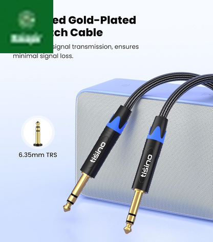 1/4 Inch TRS Cable, Quarter Inch 1/4 TRS to TRS Balanced Stereo Audio Cable Male to Male Pro Interconnect Cable Guitar Cable, Nylon Braid - 3 FT