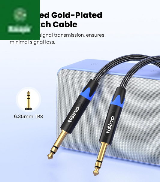 1/4 Inch TRS Cable, Quarter Inch 1/4 TRS to TRS Balanced Stereo Audio Cable Male to Male Pro Interconnect Cable Guitar Cable, Nylon Braid - 3 FT