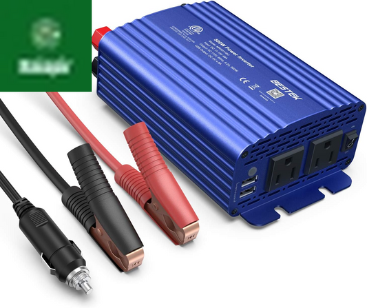 500W Power Inverter DC 12V to 110V AC Converter with 4.8A Dual USB Car Charger ETL Listed (Blue)