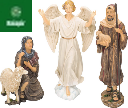 Three Kings Gifts Magi, Wise Men, Christmas Star, Angel, Shepherds, Sheep, Holy Family, Jesus in Manger, Real Gold in Trunk, Nativity Scene Set & Figures, 11-Pieces, for 7 Inch Scale Collection