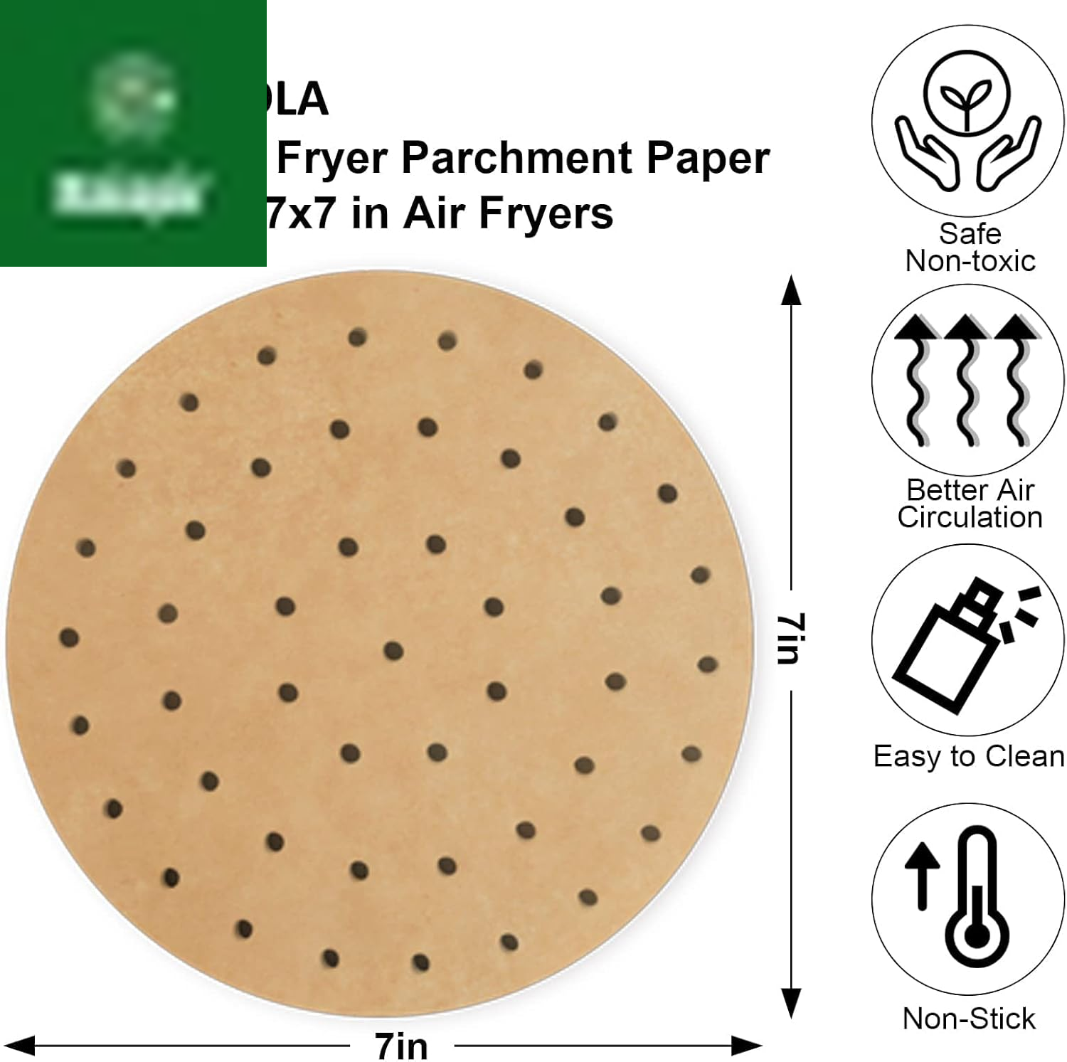 Air Fryer Parchment Paper Liners, 100 Pcs Disposable Papers Liner for 2-3QT Air Fryer Baking, 7 Inch Safe and Non-Stick Unbleache Steamer Liner for Microwave, Oven, Steaming Basket