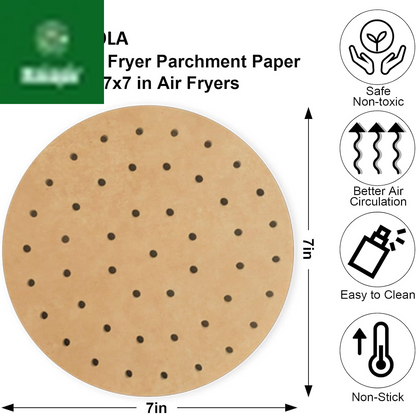 Air Fryer Parchment Paper Liners, 100 Pcs Disposable Papers Liner for 2-3QT Air Fryer Baking, 7 Inch Safe and Non-Stick Unbleache Steamer Liner for Microwave, Oven, Steaming Basket