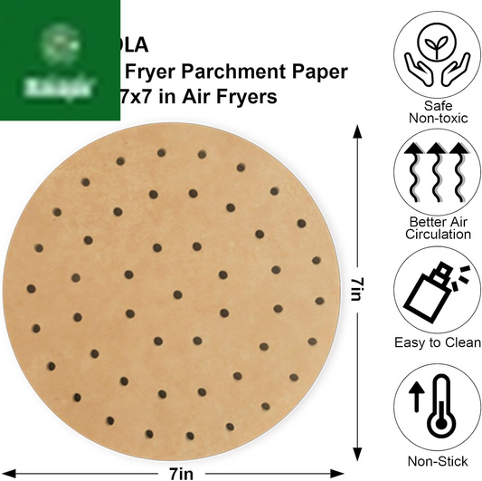 Air Fryer Parchment Paper Liners, 100 Pcs Disposable Papers Liner for 2-3QT Air Fryer Baking, 7 Inch Safe and Non-Stick Unbleache Steamer Liner for Microwave, Oven, Steaming Basket