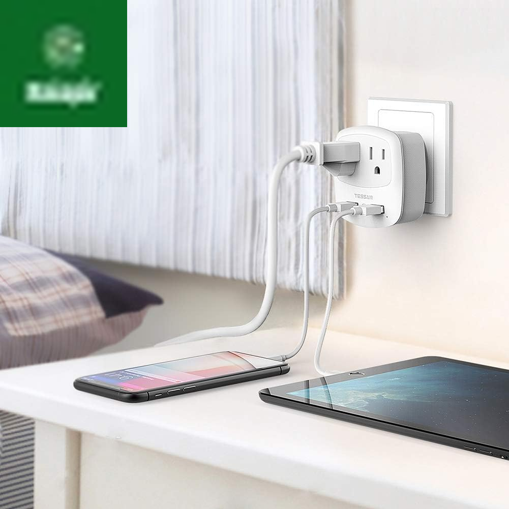 US to UK Plug Adapter, Type G Travel Adaptor with 2 USB 2 Electrical Outlets, UK Power Adapter for USA to Ireland England London Scotland British Dubai Kenya Hong Kong Qatar, 2-Pack