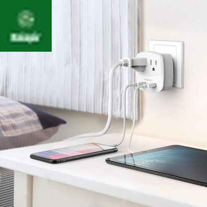 US to UK Plug Adapter, Type G Travel Adaptor with 2 USB 2 Electrical Outlets, UK Power Adapter for USA to Ireland England London Scotland British Dubai Kenya Hong Kong Qatar, 2-Pack