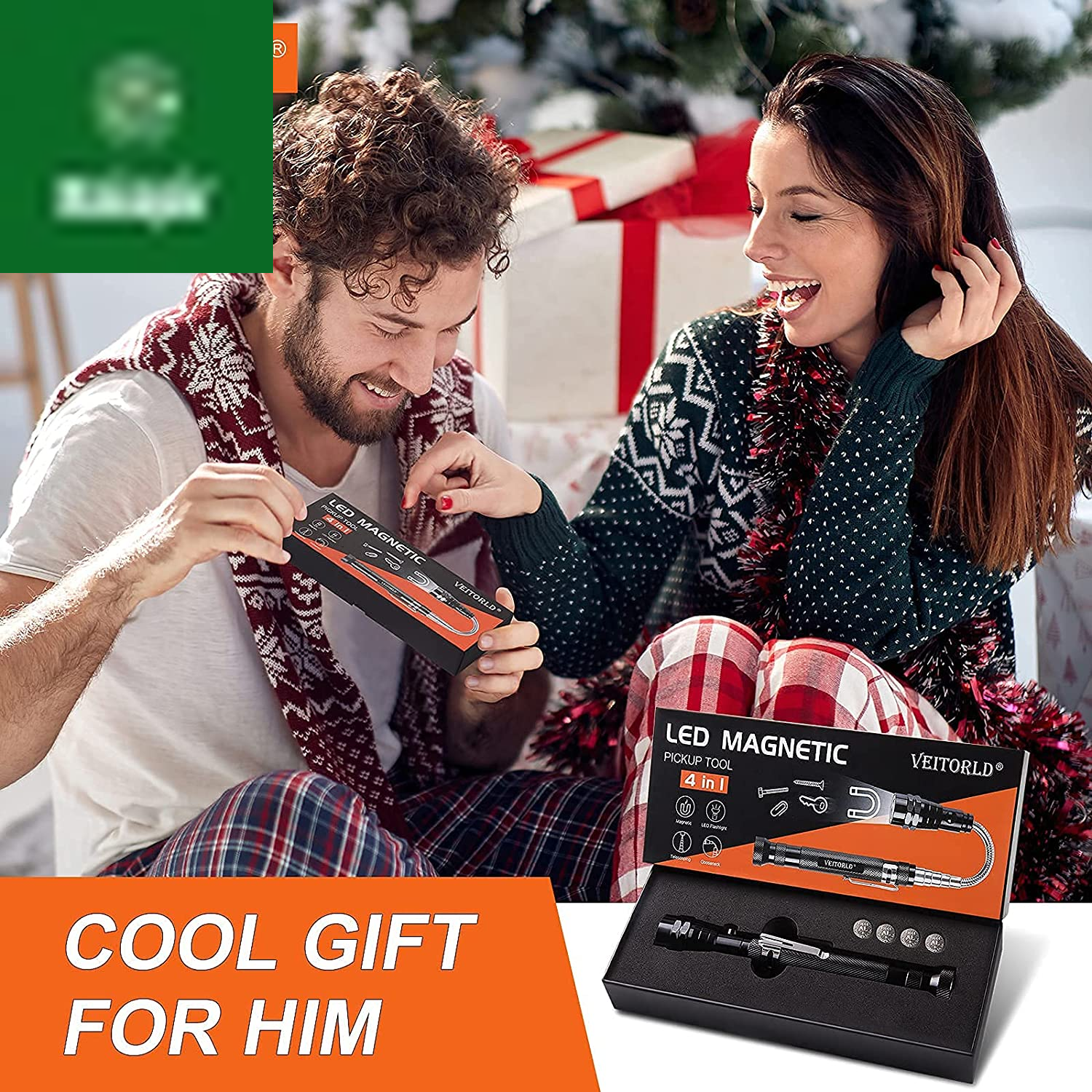 Gifts for Dad Men from Daughter Son Wife, Christmas Stocking Stuffers, Extendable Magnetic Flashlight, Telescoping Magnet Pickup Tool, Cool Birthday Gifts for Father Grandpa Husband Boyfriend Women