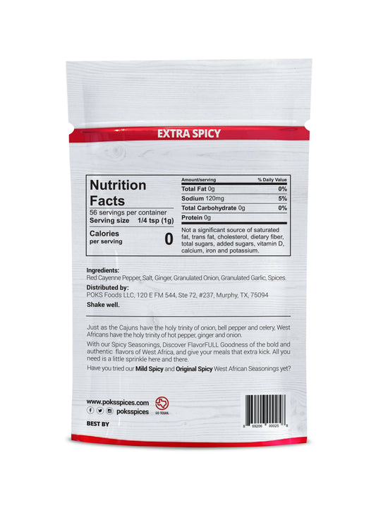 POKS Spices Extra Spicy Cayenne-Based West African Seasoning -25 x 2oz