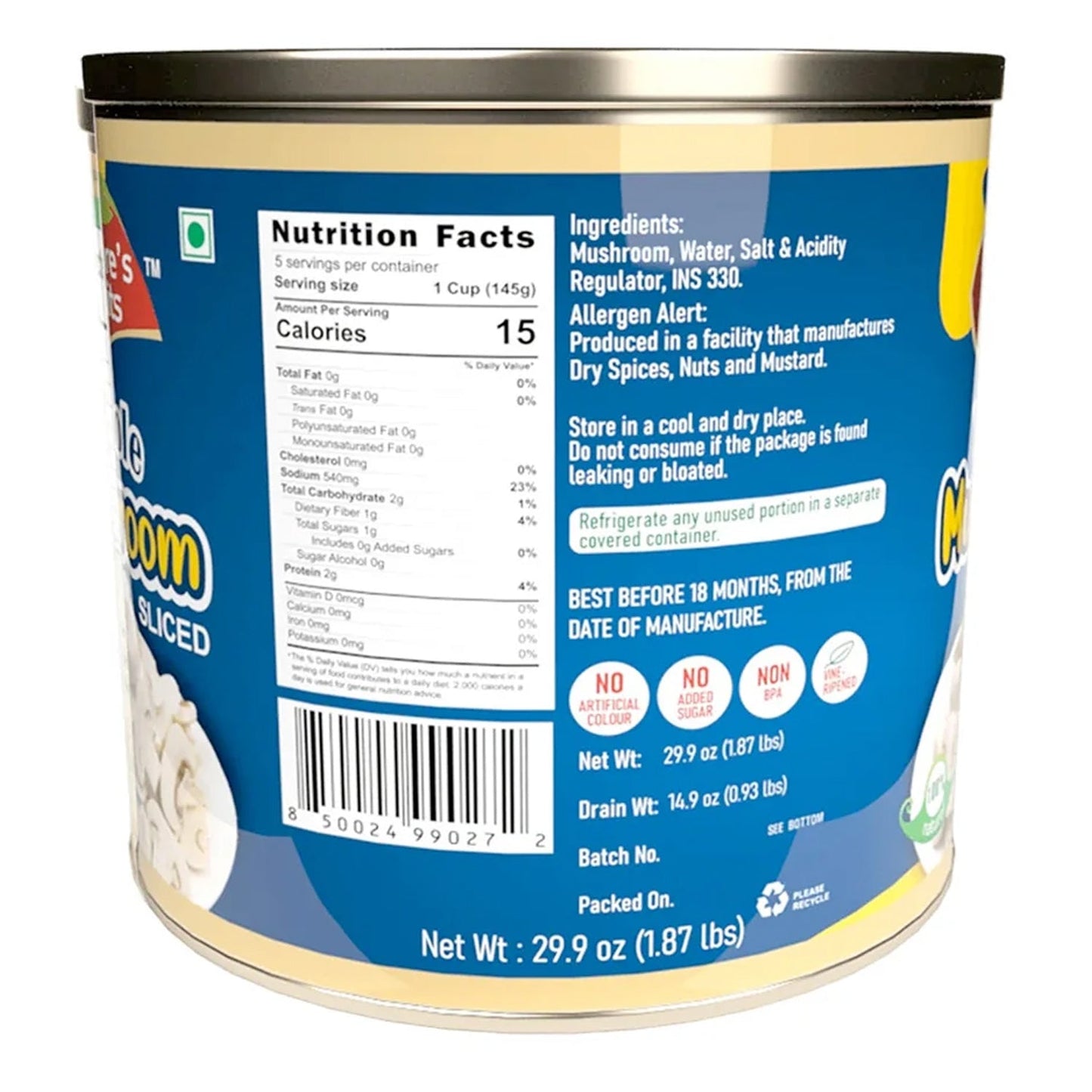 WHOLE MUSHROOM SLICED