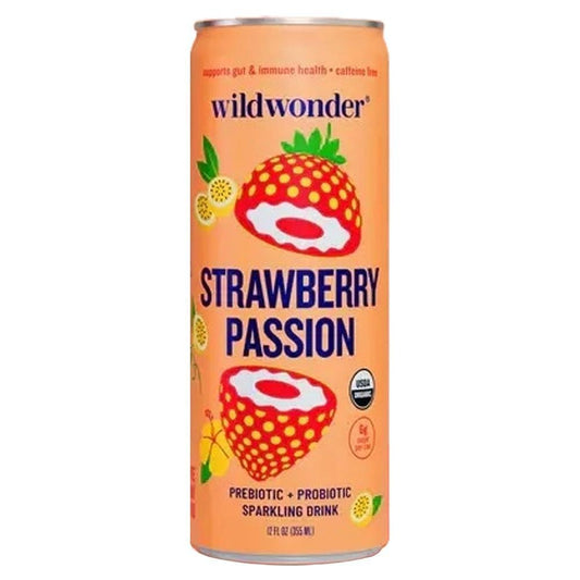 wildwonder - 'Strawberry Passion' Organic Prebiotic + Probiotic Sparkling Drink (12OZ)