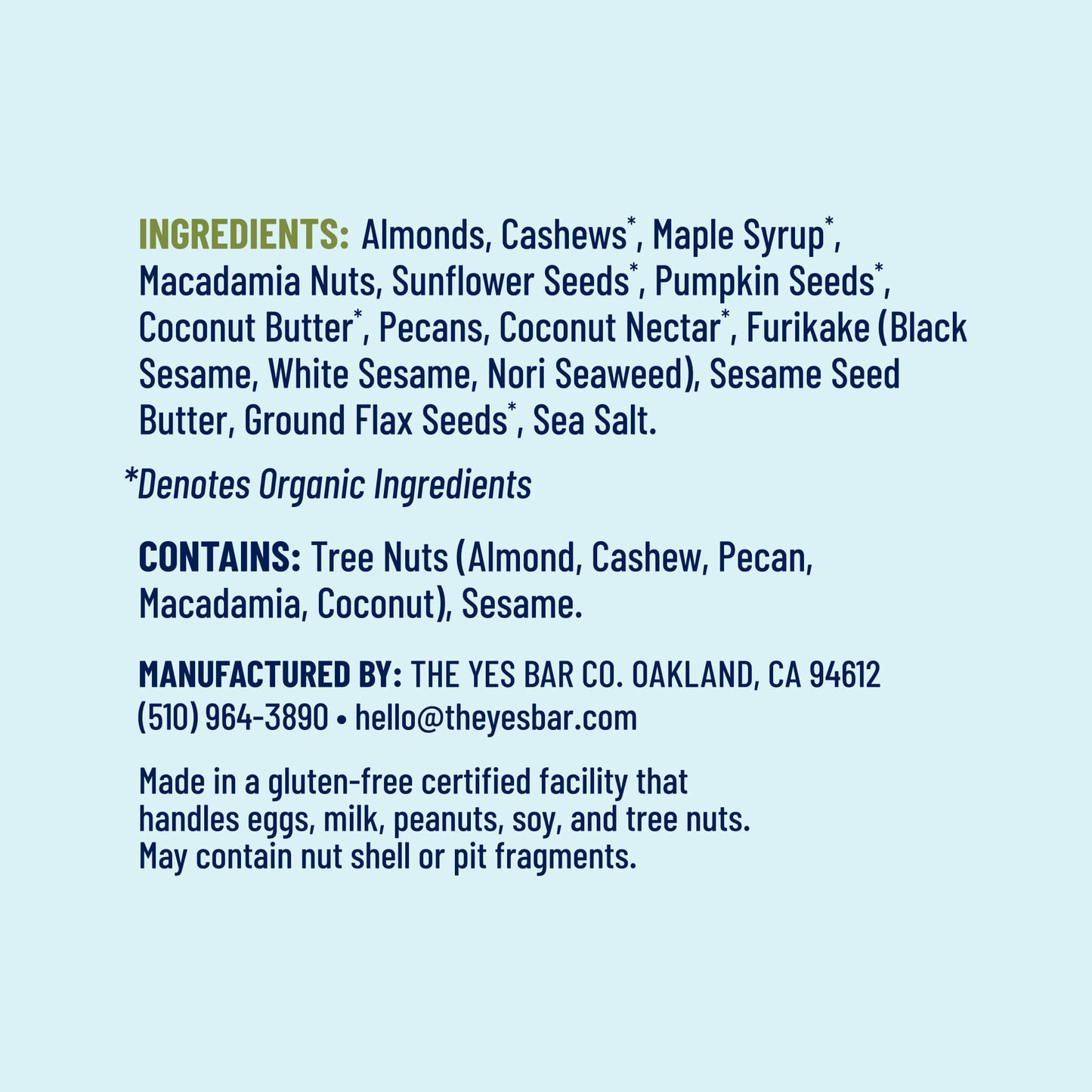 YES BAR® Black Sesame Sea Salt Pack - 6 Packs