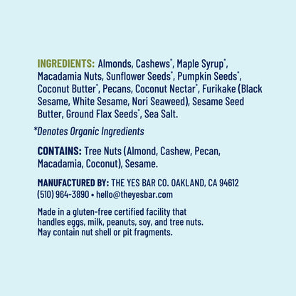 YES BAR® Black Sesame Sea Salt Pack - 6 Packs