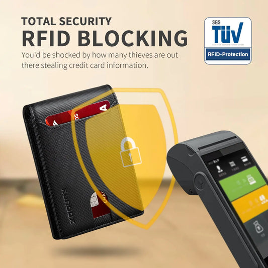 RUNBOX Slim Leather Wallet w/ RFID & 11 Card Slots